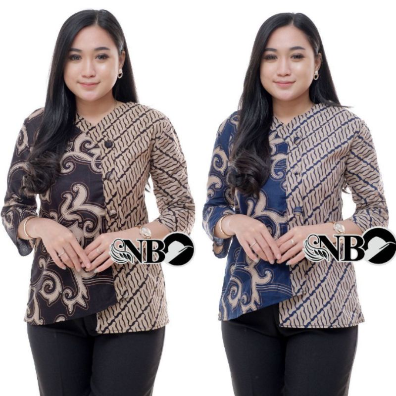 New atasan batik AV Collection motif daun Jati M L XL