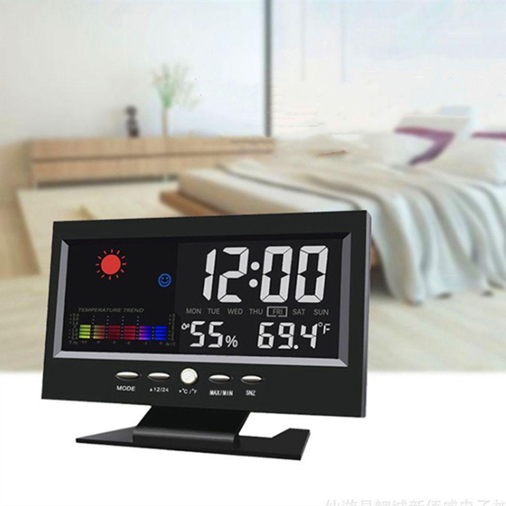 Suyo Jam Alarm Digital Dengan Lampu LED + Kalender + Cuaca Untuk Indoor / Outdoor