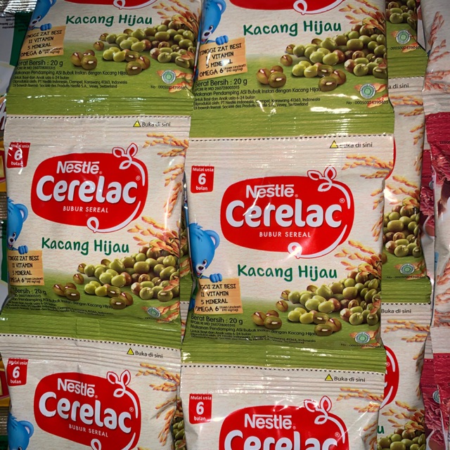 Nestle Cerelac bubur bayi kacang hijau 20gr renceng isi 8 sachet x 20 gram bubur bayi