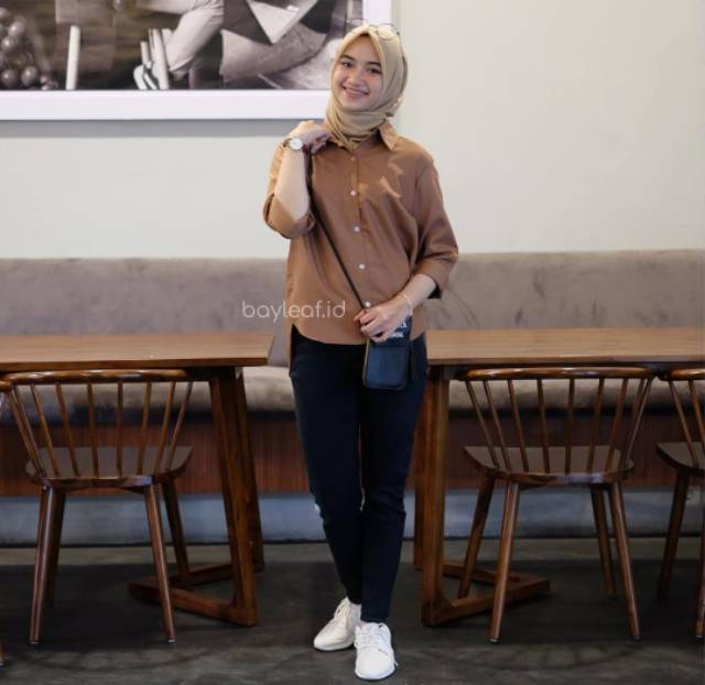 Kemeja Wanita Blouse Atasan Wanita Korea Import Murah Kekinian Lengan Panjang GI 44-5