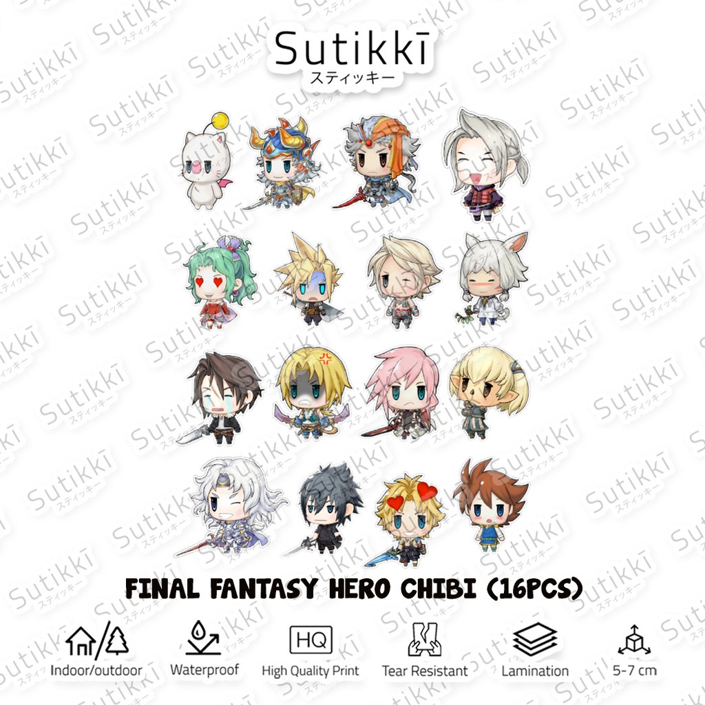 Sutikki | Sticker Pack Final Fantasy Hero Chibi Mini FF7 FF8 FF9 FF Vinyl Stiker Laptop Aesthetic