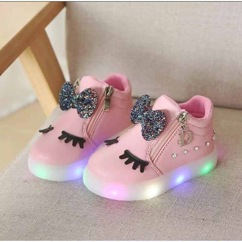 Sepatu Anak Perempuan Menyala Sneaker Anak DWink Lampu LED Size 21-30 Usia 1-4 Tahun