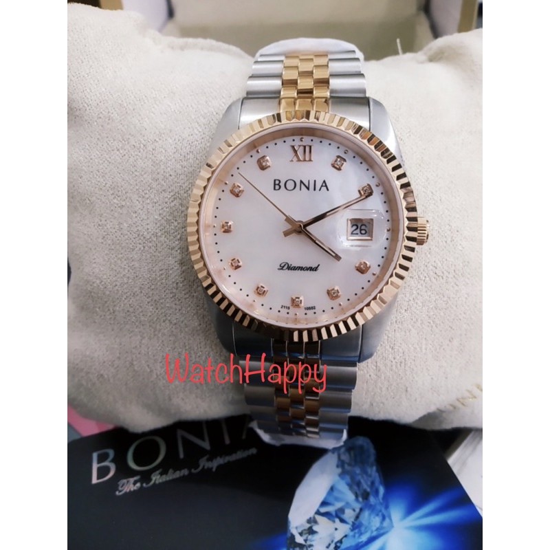 WatchHappy Bonia BNB10552-1653 BNB 10552 BNB10552 Men Silver Rose Gold Stainless Steel 100%Original