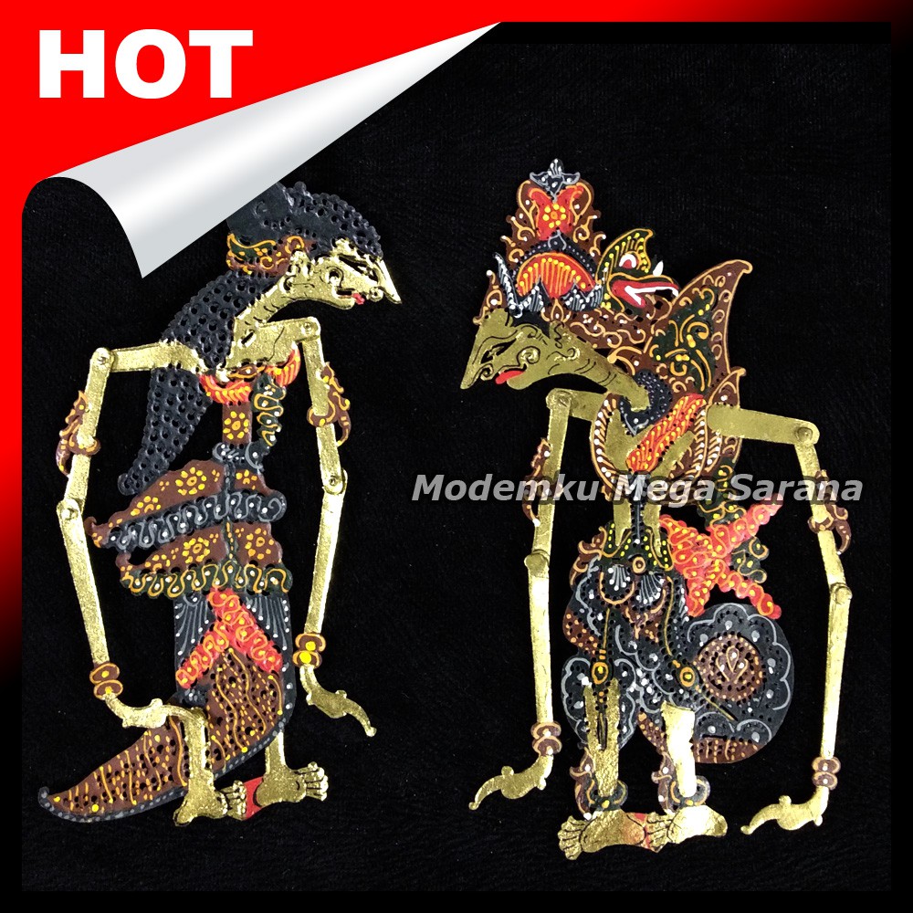 Miniatur Wayang Kulit Mini Caperan Rama Shinta Tanpa Gagang - RUS01 Batik Version