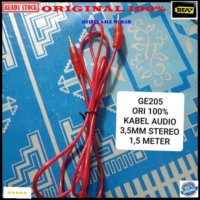 G205 Ori 100% kabel aux audio hp handphone dual 3.5mm sound system stereo jek jack sambungan elektronik speaker spk musik mp3 suara laptop DLL multifungsi universal original G205   1,5 meter / 150 cm  KABEL 3.5MM KE 3.5MM  Bisa segala JENIS HP  Penyambung