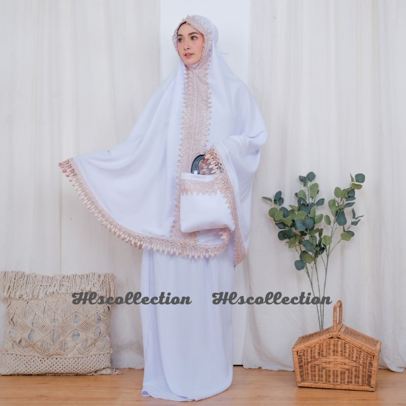 Mukena Dewasa Katun Polos Renda Premium Alfarizi