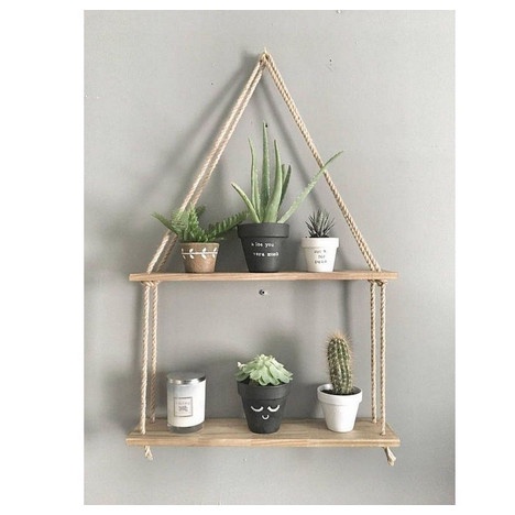 dinding-hiasan- amtali 2 ambalan tali kayu rak dekorasi dinding kamar hiasan gantung -hiasan-