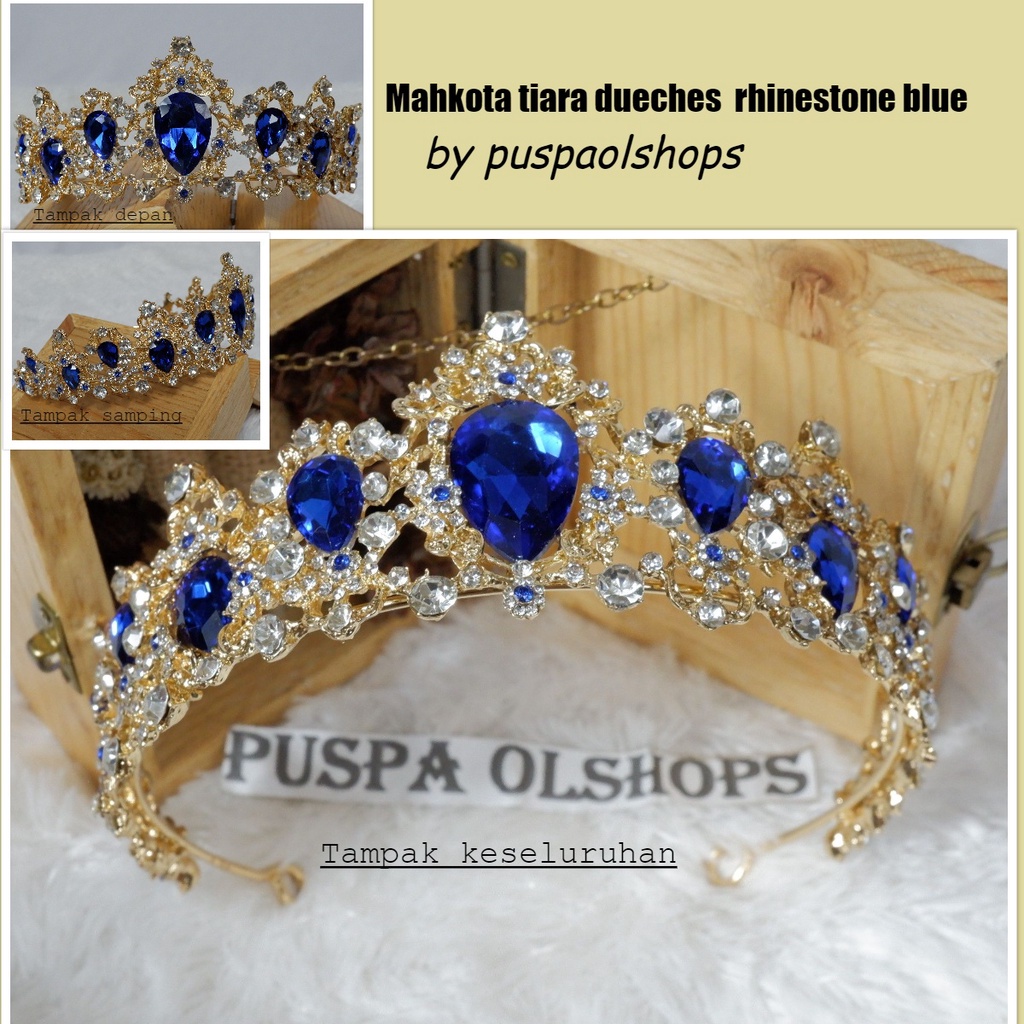 mahkota tiara dueches rhine stone blue