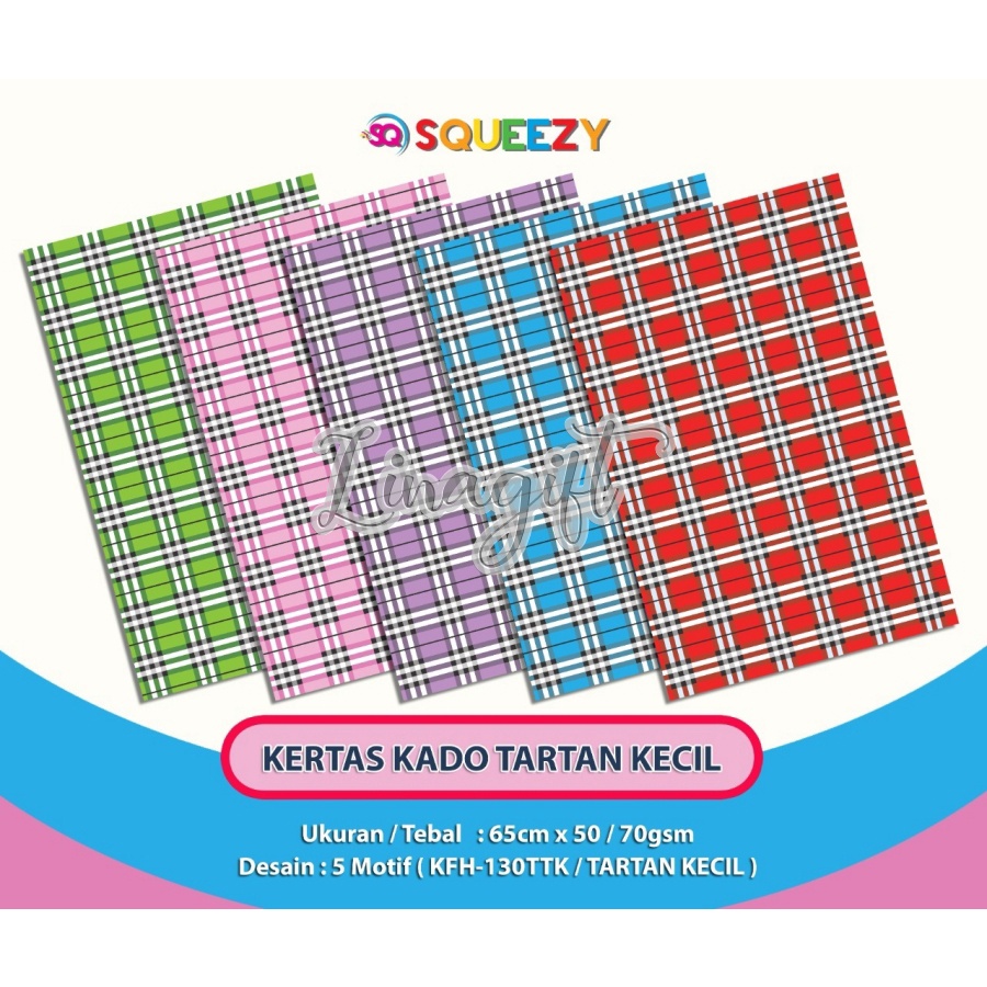 ( 5 Lembar ) KERTAS KADO SQ DOFF - GIFT WRAPPING PAPER CHECKERED / KOTAK KOTAK BESAR