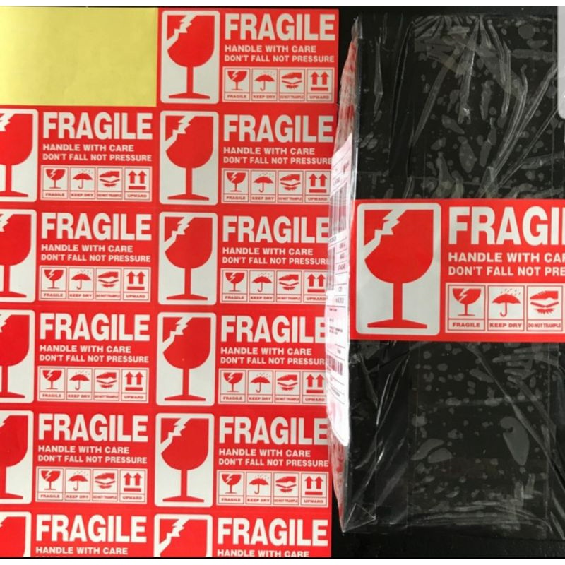 STICKER FRAGILE MENGKILAT GLOSSY 5 x 9 cm