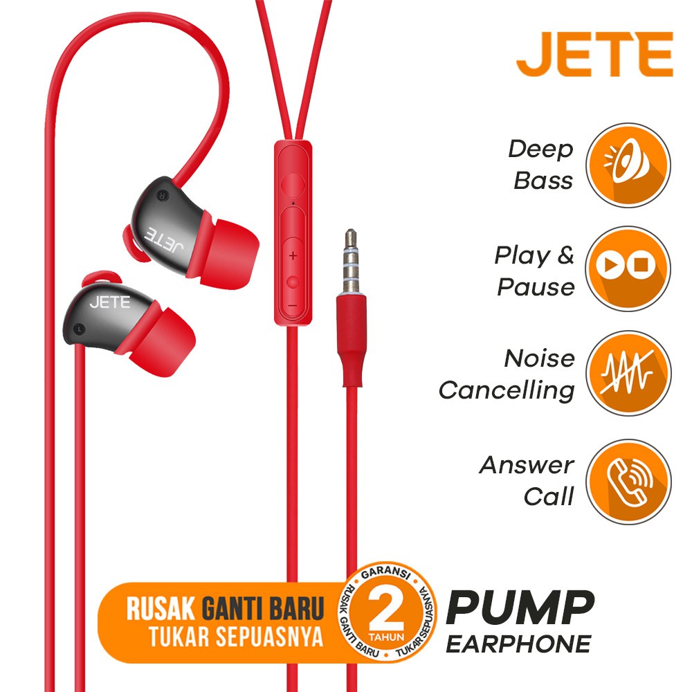 Headset Earphone JETE Pump - Garansi 2 Tahun