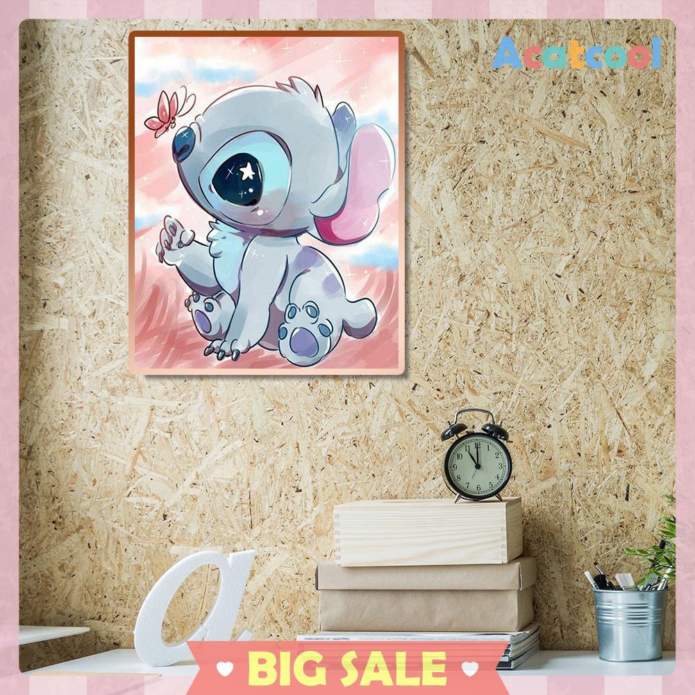 Lukisan Diamond Cross Stitch Mosaic Gambar Kartun Alien Dog