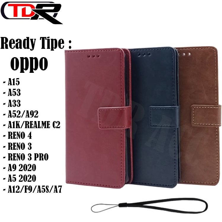 Softcase Dompet Flip Kulit - Case Oppo A52 A92 A16e A16k A16 A95 4g A74 4g A76 A96 Oppo Redno 7z Reno 8z Reno 8 5g Reno 3 Pro