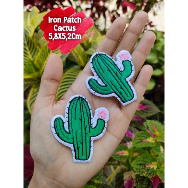 ( Tinggal Setrika ) Patch Iron Full Bordir Cactus Iron Patch Bordir Kaktus Emblem Bordir Tambalan Ba