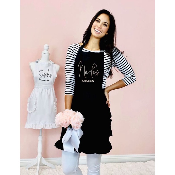 Celemek Apron  French Maid Style Celemek Salon Celemek Waitres Celemek wanita Celemek kitchen Celemek Kecantikan Celemek Salon