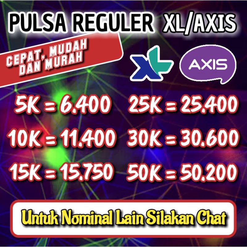 PROMO PULSA XL AXIS MURAH AXIS 5K 10K 15K 25K 30K 5000 10000 15000 30000