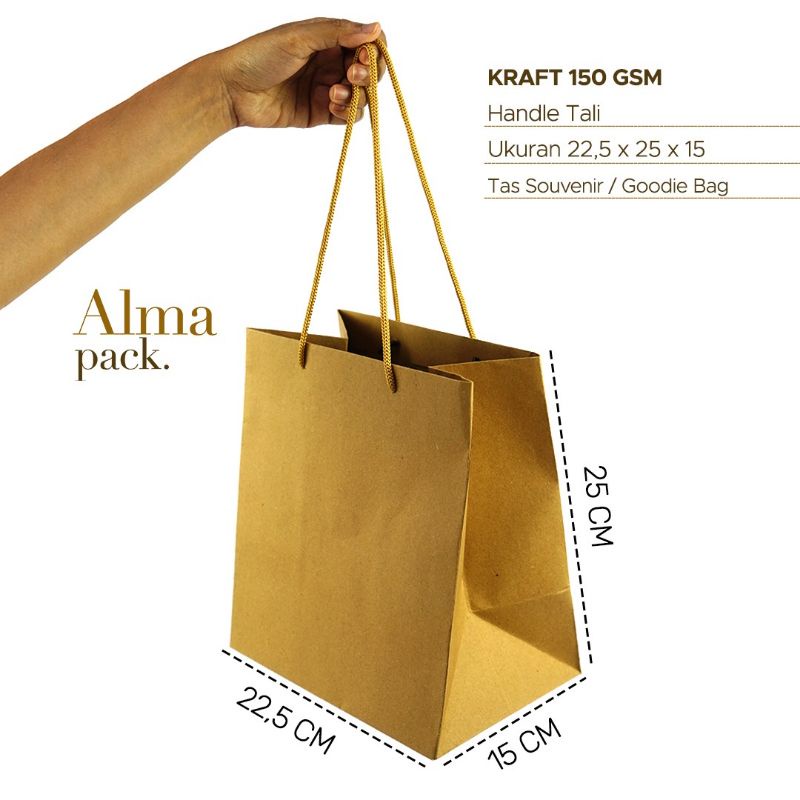 

Kraft- Paper Bag Kraft P22,5 L15 T25 cm (Tali Gold)