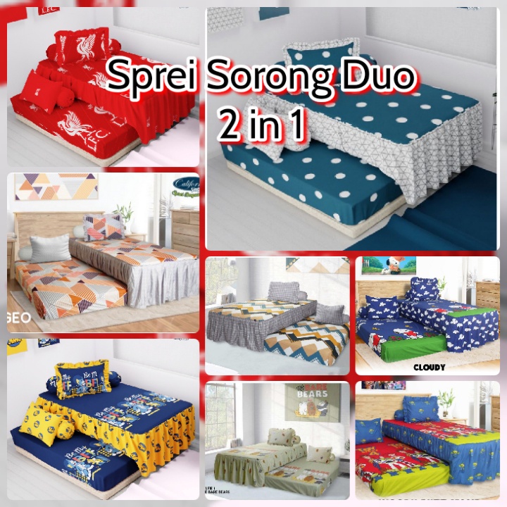 Terlaris - Sprei California 2 In 1 Sorong Duo Uk.120x200 No.3 Motif Anak Karakter Sprei Murah Ori