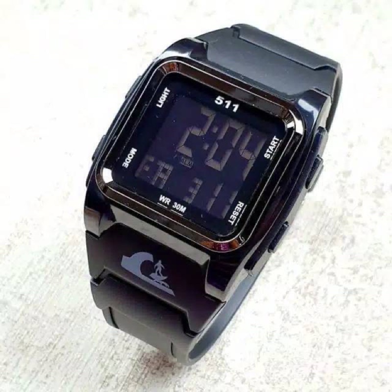 JAM TANGAN PRIA KEREN TERBARU 2021 ANTI AIR QUIKSILVER DRONE DIGITAL RUBBER QS-DRONE-QS 35 Tali Hitam