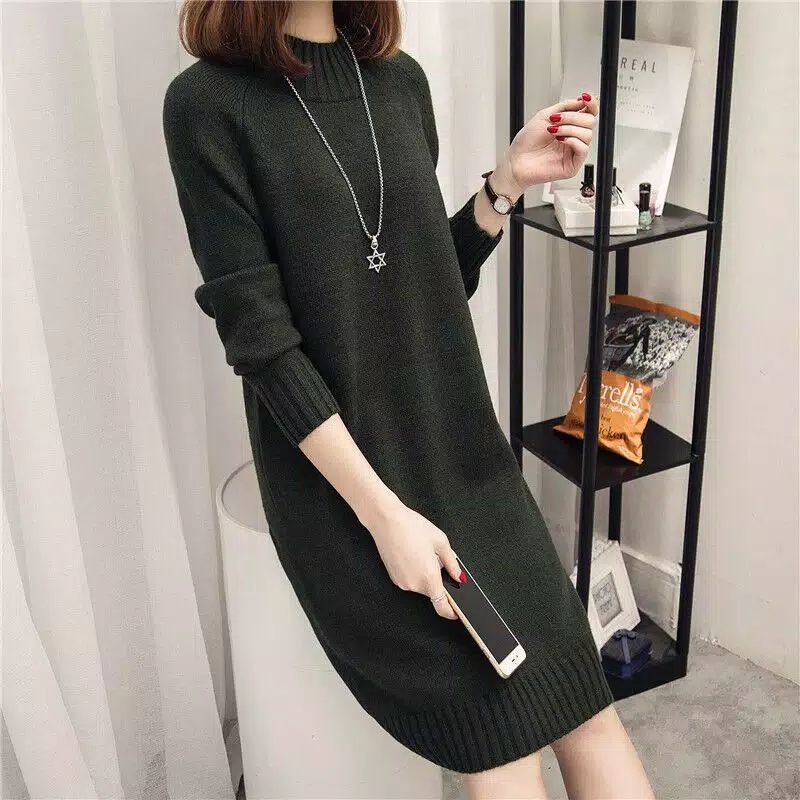 IMPORT WINTER AUTUMN WOMAN VICTORIA KNIT DRESS BAJU RAJUT WANITA MUSIM DINGIN GUGUR