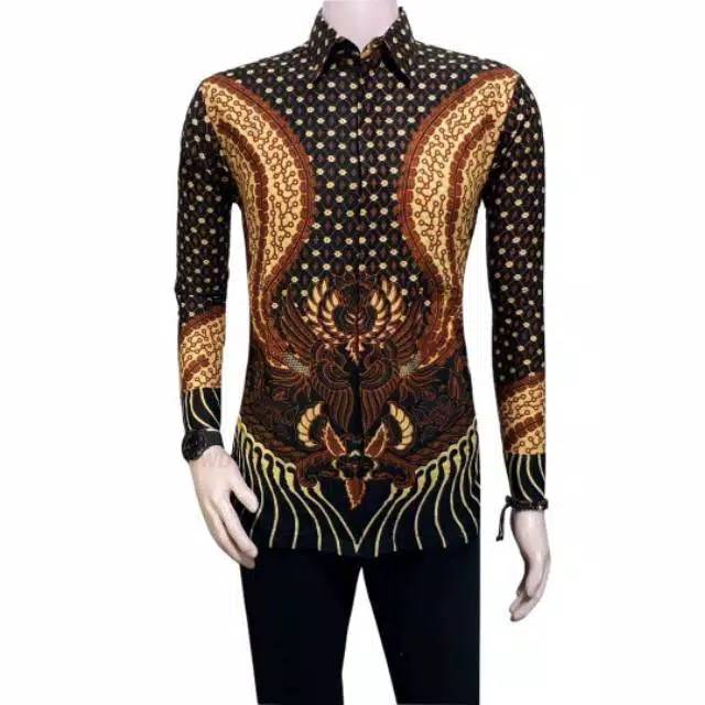 Risna Batik HRB026 kenongo kemeja hem pendek pekalongan  M L XL  MURAH