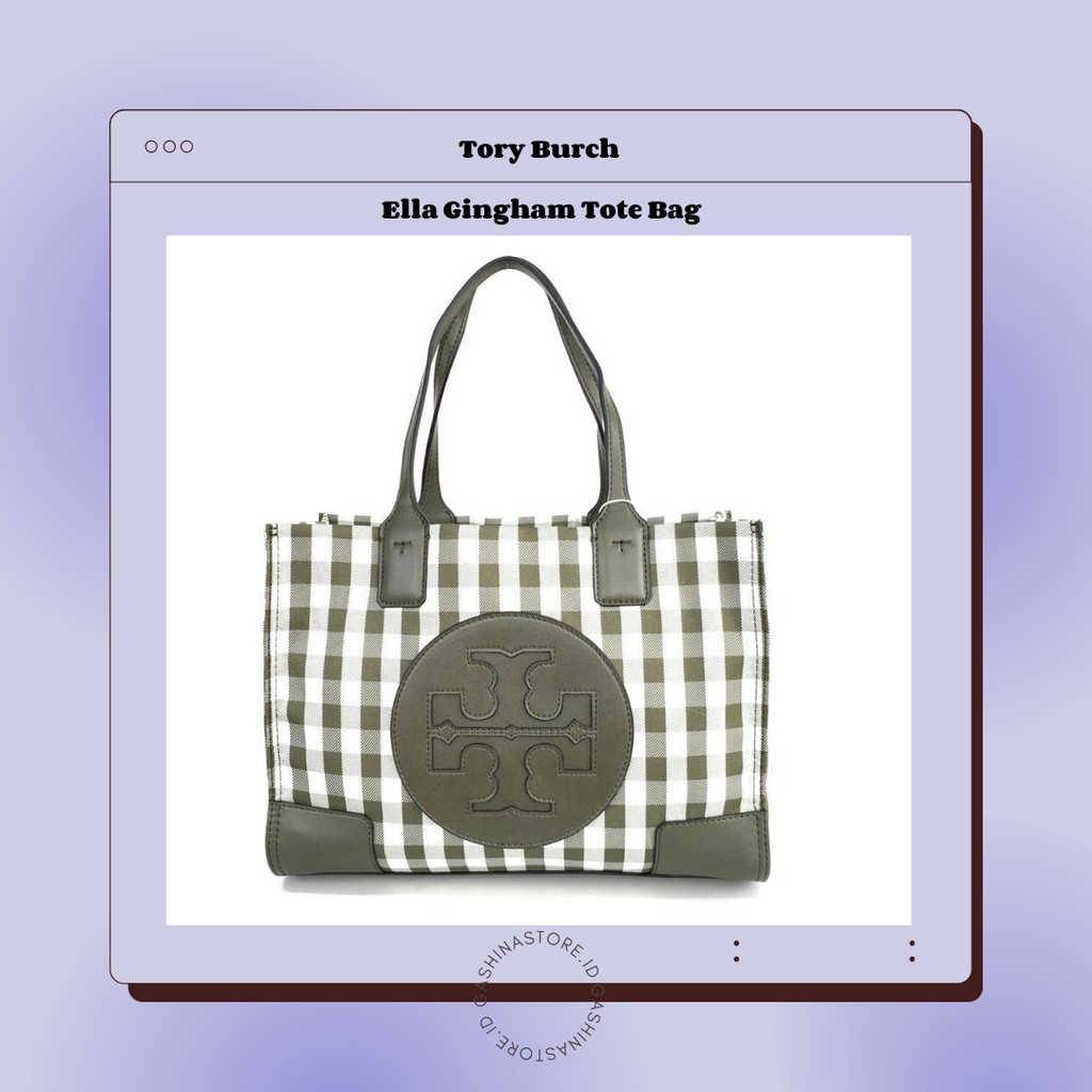 Jual 100% ORIGINAL TORY BURCH Ella Gingham Tote Bag | Shopee Indonesia