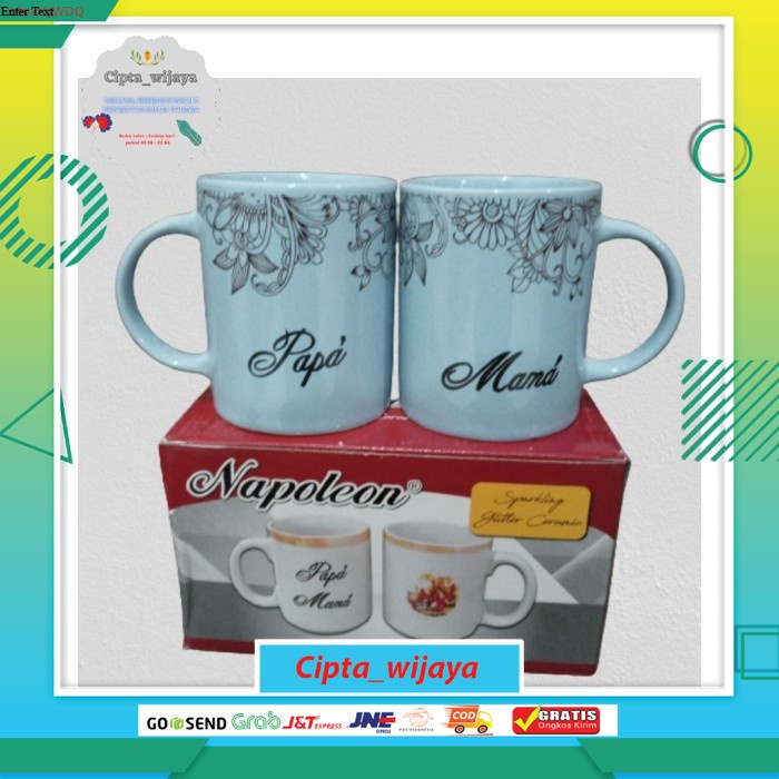 Gelas Papa Mama 2pcs/Mug Couple Papa Mama/Cangkir Papa Mama - softcover