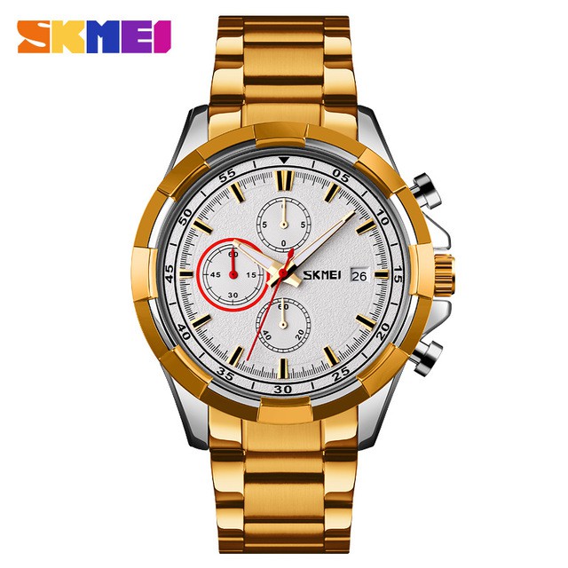 Jam Tangan Pria / SKMEI 9192 Analog Date Chrono AKTIF / Stainless Steel Analog Original / SKMEI