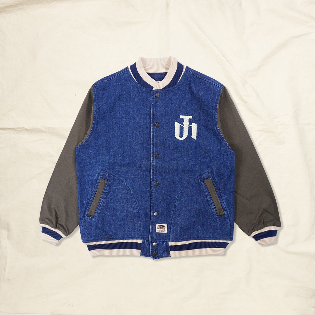 Jimmy and Martin - Varsity Denim Jacket Olive Sleeve - 2019