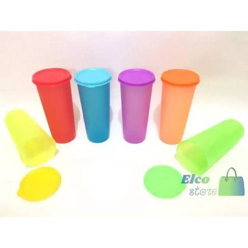 Gelas Tumbler 475ml | Botol Minum + Tutup Rapat Anti Bocor | Wadah Bekal Minuman Plastik Warna Warni Tebal