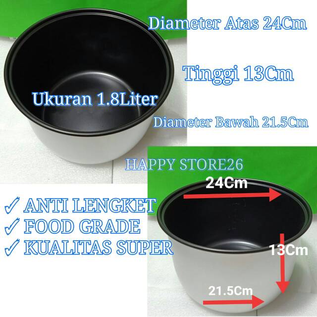 Panci Rice Cooker Panci SHARP 1.8L,Tinggi 13cm