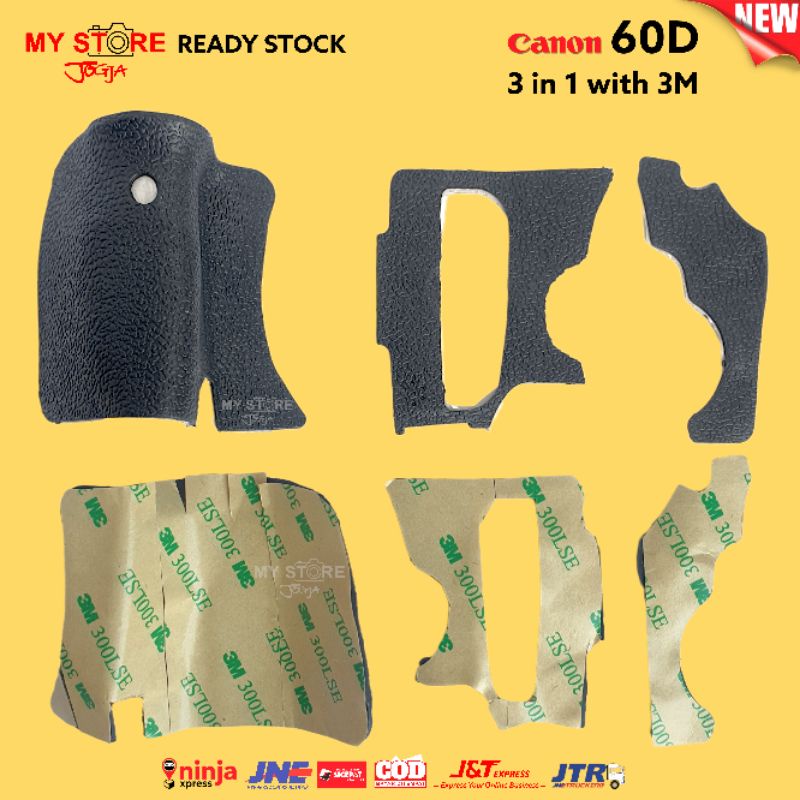 Rubber karet Body Camera Canon 60D 1Set 3in1 Main Front Right Hand Grip - Rubber Karet Jempol Thumb 