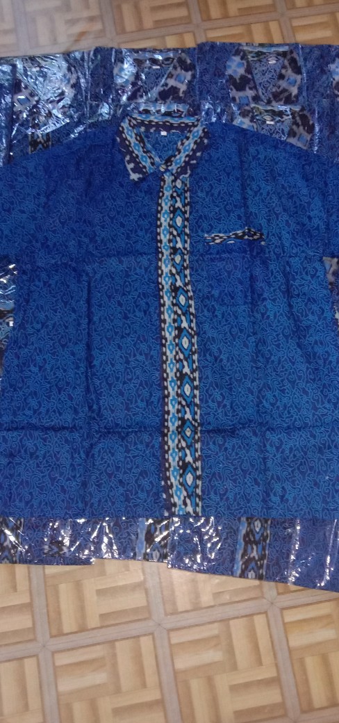 Batik Couple Keluarga Original Uzla Collection Motif Megamendung Biru