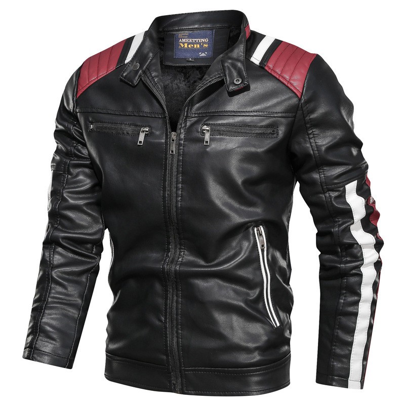 Jaket motor pria semi kulit