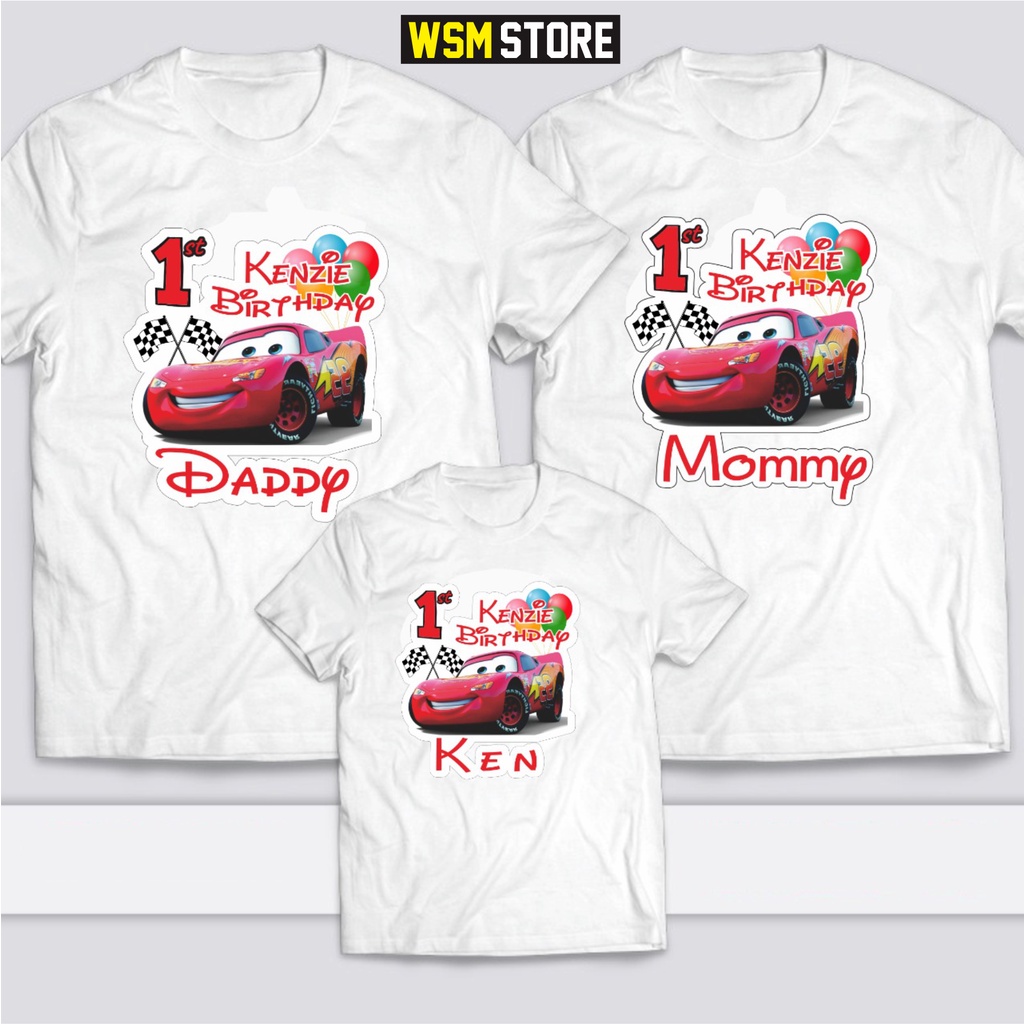 Kaos family CUSTOM ulang tahun edisi cars Lightning mcQueen