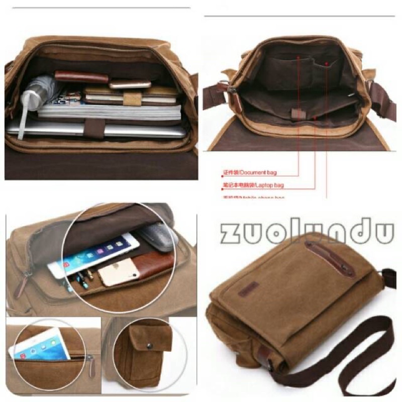 Tas kanvas mugu import 8802 - selempang - tas laptop original