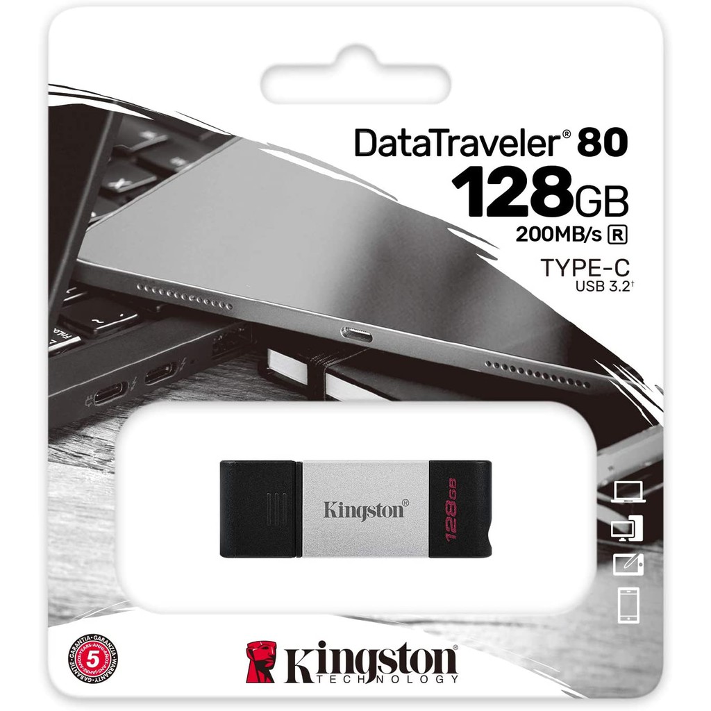 Kingston FlashDisk Data Traveler DT80 OTG 128GB USB-C Drive 128 GB