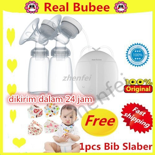 Free Bib Real Bubee Pompa ASI Elektrik Otomatis dengan double/singlel Botol Susu Breastpump Pump ASI