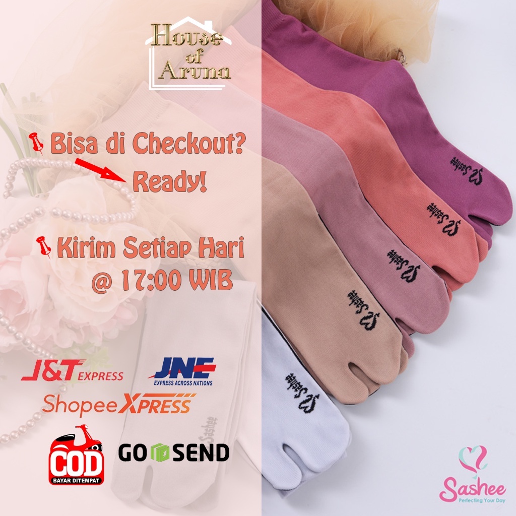 Kaos Kaki Wanita Jempol Telapak Hitam Warna Polos Muslimah Dewasa Panjang Hijab Sashee Original All Size