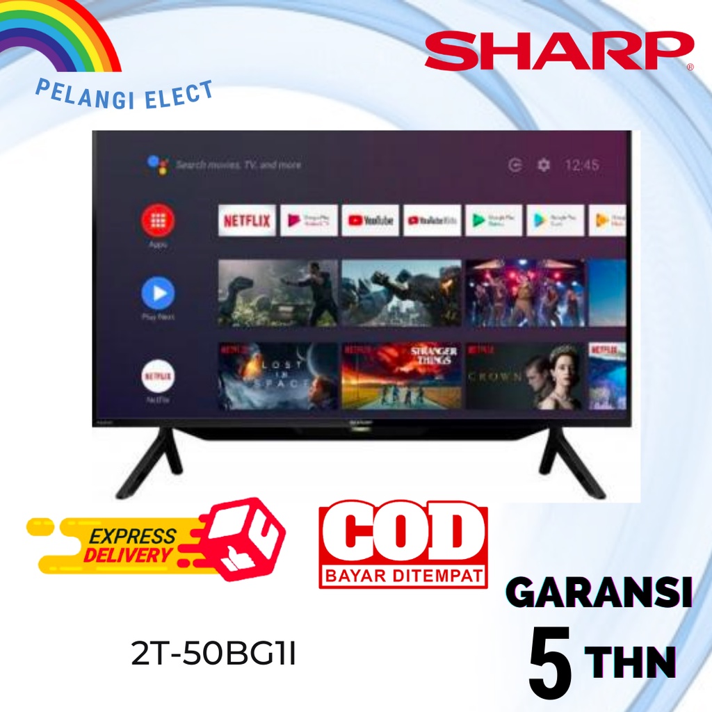 TV SHARP LED 50 INCHI ANDROID TV 2T-C50BG1I GARANSI RESMI