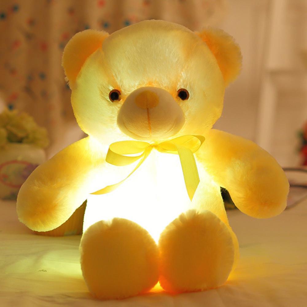 Timekey Mainan Boneka Plush Beruang 50cm Dengan Lampu LED Warnawarni F9K2