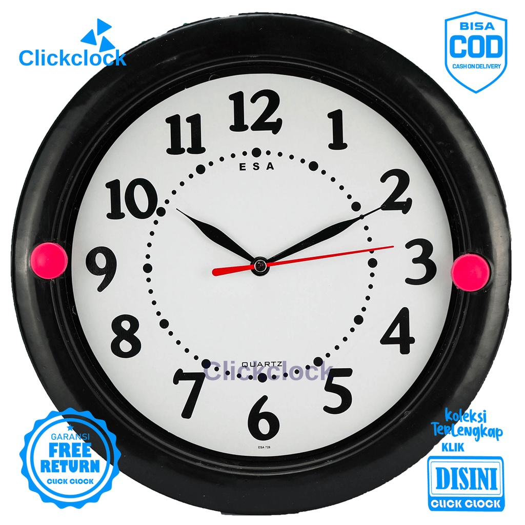 Jam Dinding Polos Minimalis Wall Clock Dekorasi Rumah Bagus Murah ESA 726