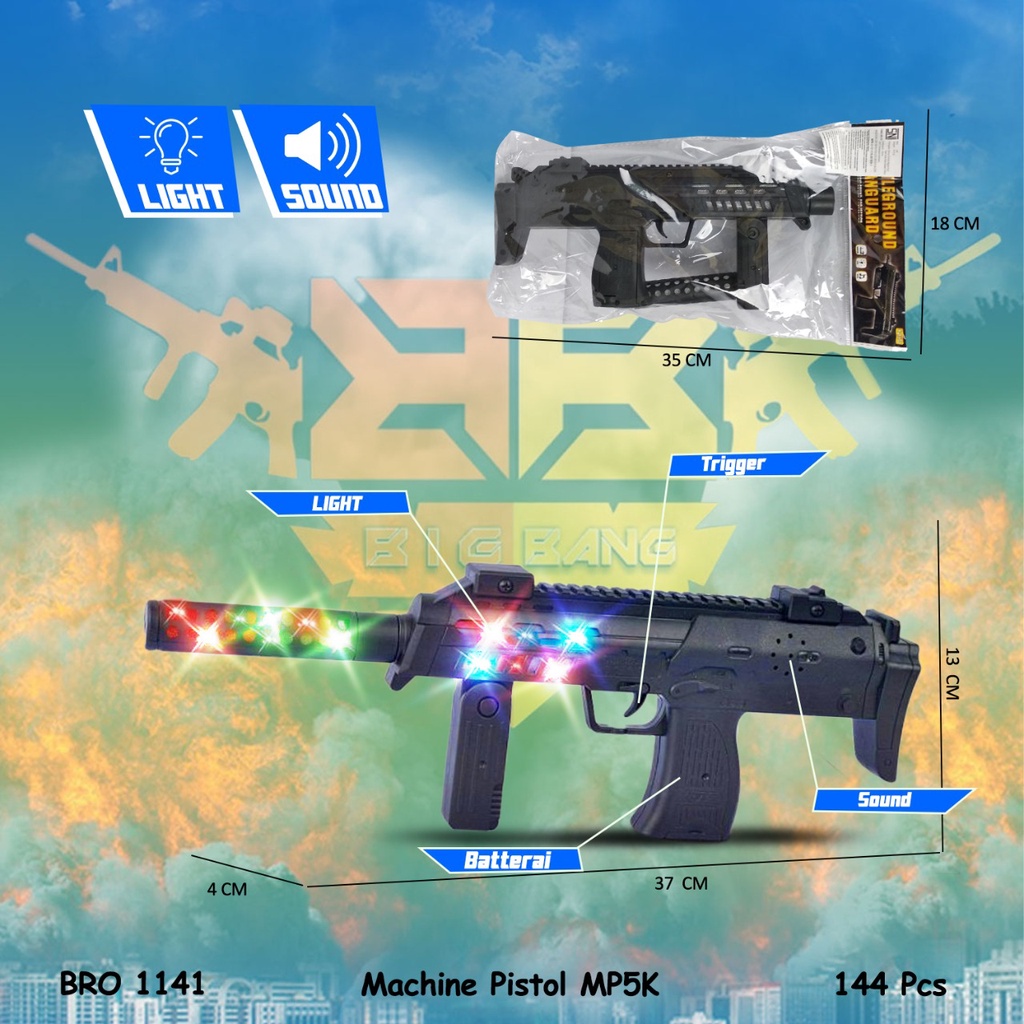 Pistol Pistolan Tembak Tembakan Baterai Bunyi Suara Musik Nyala Lampu Mainan Anak Laki Laki