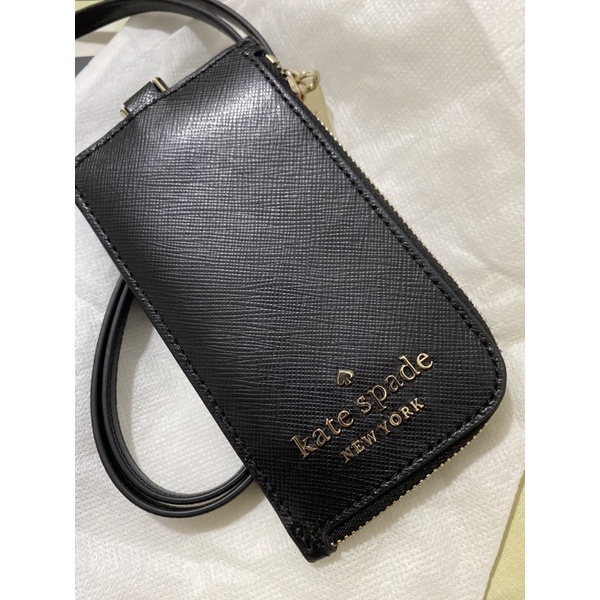 Lanyard Mini Wallet Kate Spade Original Authentic Black