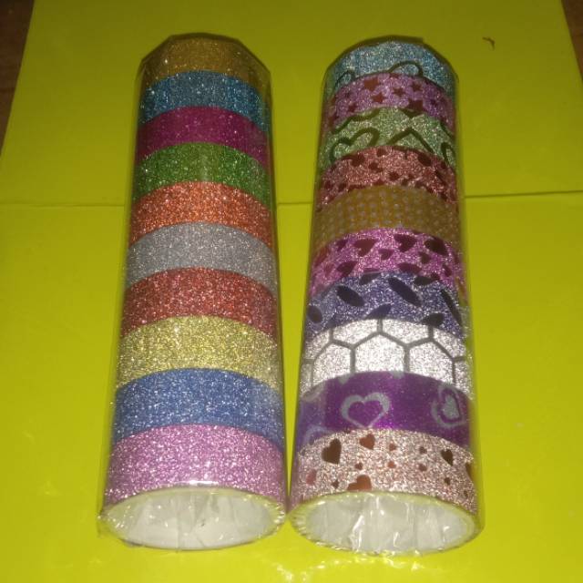 

Solasi/solatip gliter warna warni motif random