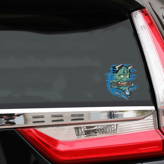 Floating World Prajna Stiker Mobil Reflektif Oni Samurai Sepeda Motor Stiker Tahan Air Dekorasi Stiker