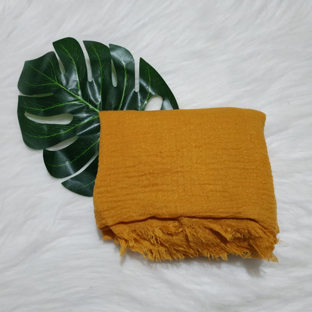 Termurah Pashmina Crinkle Azara / Pashmina Crinkle / Crinkle Azara-Mustard