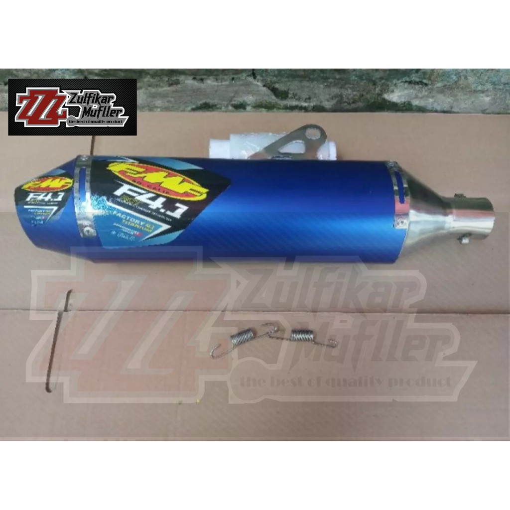 SILINCER KNALPOT RACING FMF F4 BLUE / BIRU UNTUK TRAIL SUPERMOTO GTX