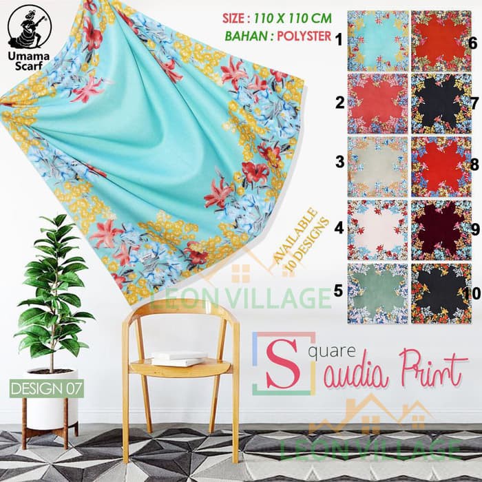 Kerudung SAUDIA PRINT A7 UMAMA Hijab Jilbab Segi Empat Motif