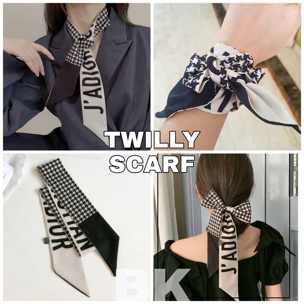 TWILLY SCARF SILK / AKSESORIS WANITA KOREA IMPOR / BANDANA PITA / SYAL FASHION